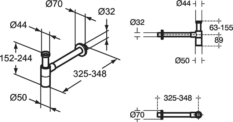 Сифон для раковины Ideal Standard черный шелк, другие index_1 - фото 7