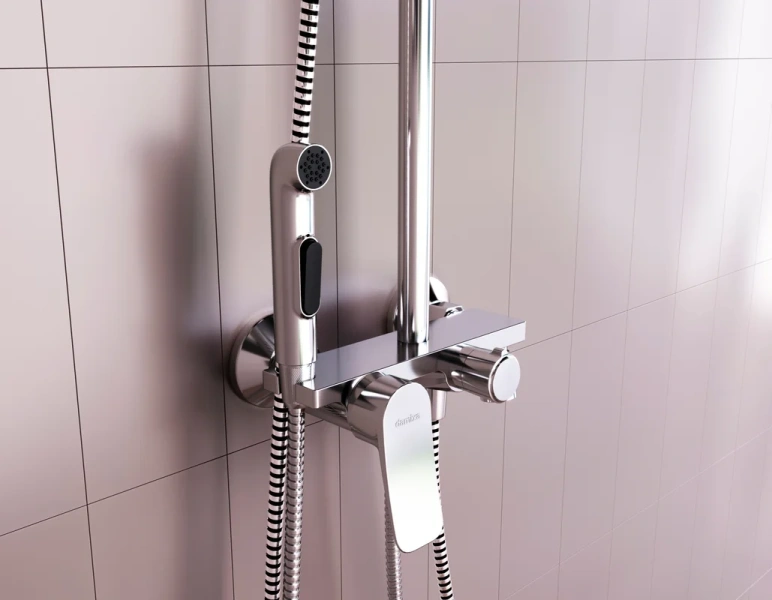 Душевая стойка Damixa Apollo с гигиеническим душем, квадратная - фото 4