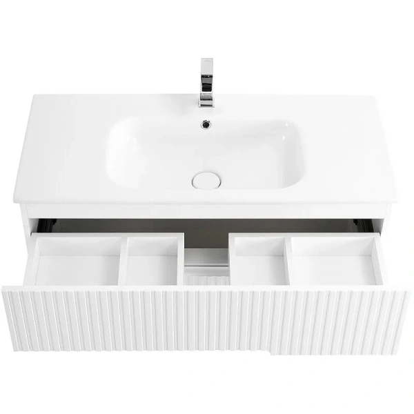Тумба под раковину подвесная Cezares Duet 100 см bianco opaco, недорогo, комплект (набор) - фото 8