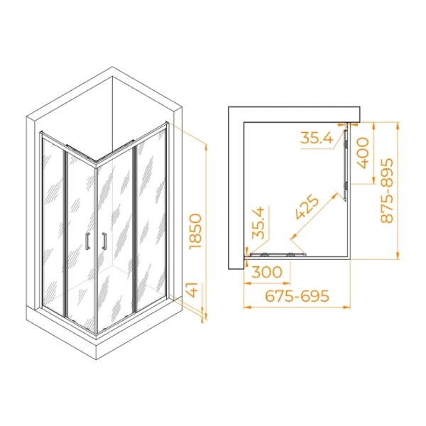 Душевой уголок RGW Passage PA-146 020814679-1 90х70 см дверь раздвижная - фото 3