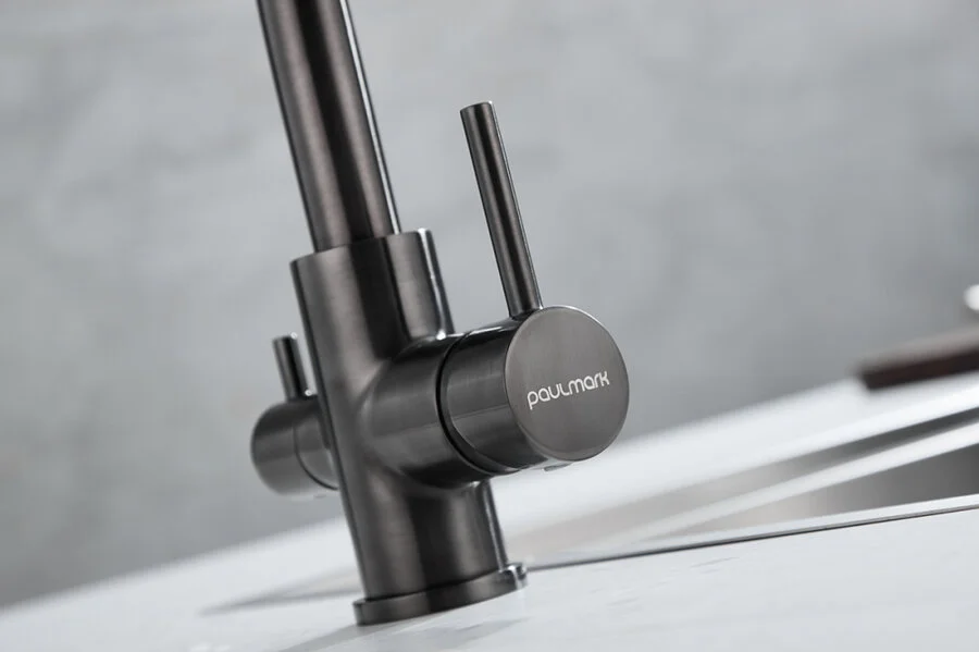 Смеситель для кухни Paulmark Essen вороненая сталь, высокие, округлая форма, для питьевой воды с фильтром - фото 5