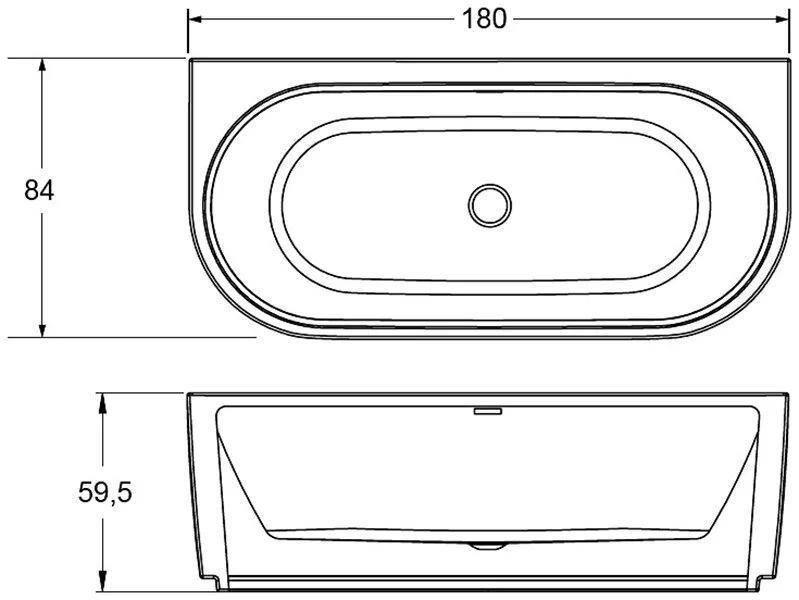 Акриловая ванна Riho Desire Wall Mounted B089001005, 180 x 84 см, белая - фото 3
