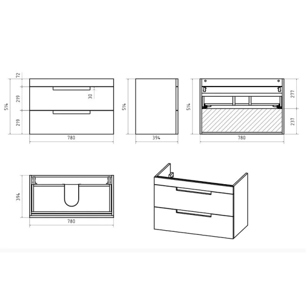 Тумба под раковину подвесная Brevita Ariana 80 см капучино - фото 2
