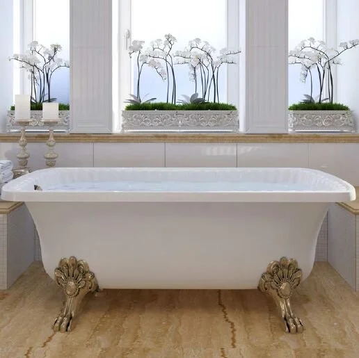 Ванна из искусственного камня Migliore Olivia 174х80 см фурнитура хром - фото 1