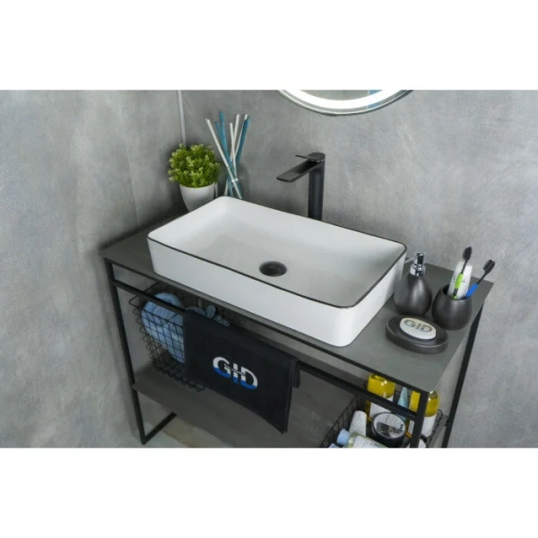 Раковина GID Geometrico Nc9399 60 см белая/черная, керамические - фото 7