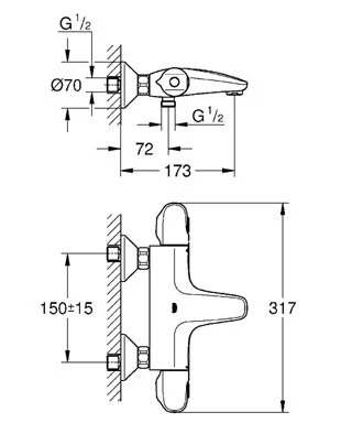 Термостатический смеситель для ванны Grohe Grohtherm 1000 new 34155003 - фото 2