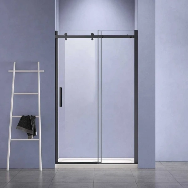 Душевая дверь в нишу Vincea Como-N 140 см профиль черный стекло прозрачное - фото 1