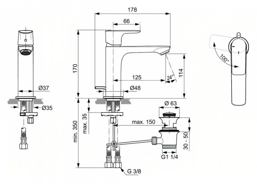 Смеситель для раковины Ideal Standard Connect Air хром - фото 2