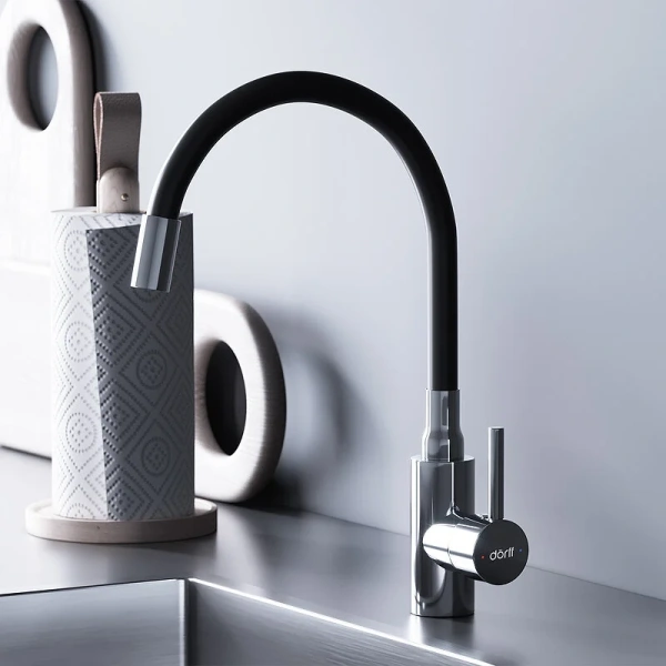 Смеситель для кухни Dorff Logic D30076 с гибким изливом, высокие, недорогие, округлая форма - фото 5