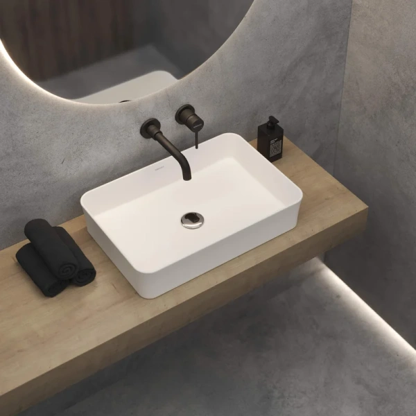 Раковина BERGES Ego 55 см матовый белый, современные, hi-tech - фото 2