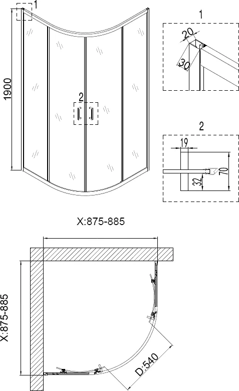 Душевой уголок Niagara Nova 90x90 см полукруглый - фото 3