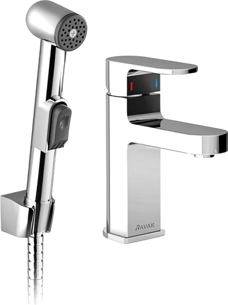 Смеситель для раковины с гигиеническим душем Ravak Chrome CR 112.00 X070092 - фото 1