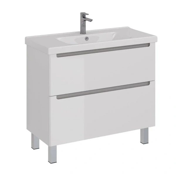 Тумба под раковину подвесная Lemark Buno 100 см белый глянец, белая, комбинированная - фото 7