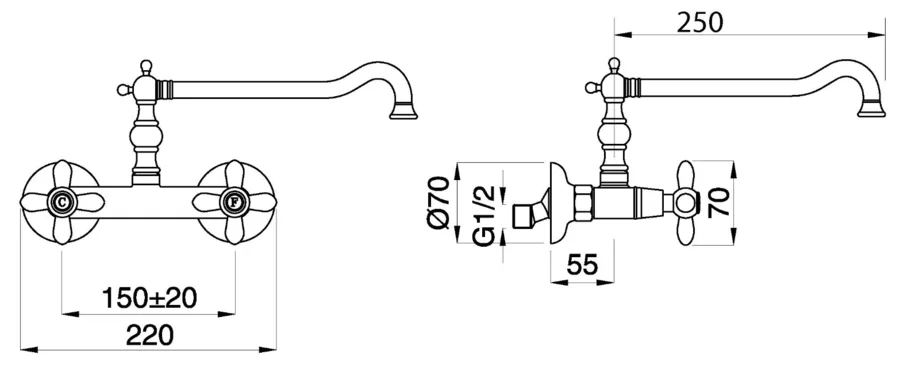 Смеситель для кухни Migliore Princeton Plus 182 настенный - фото 2