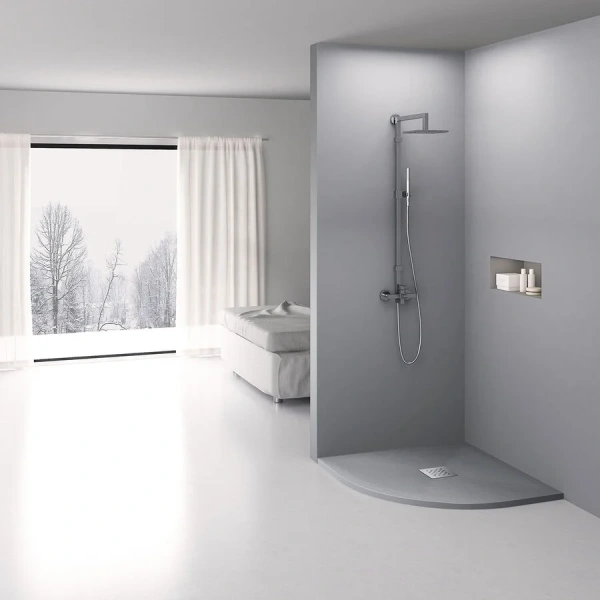 Душевой поддон Vincea 90х90 см серый, полукруглые, четверть круга - фото 3