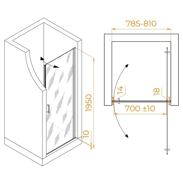 Душевая дверь в нишу RGW Leipzig LE-003B 80 см профиль черный, стекло прозрачное, современные, hi-tech - фото 2