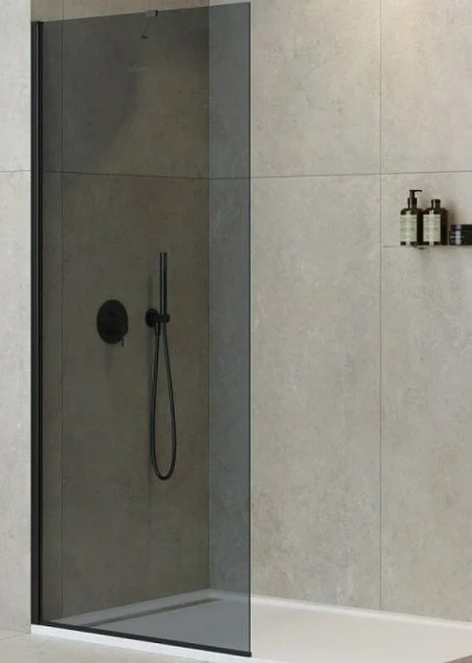 Душевая перегородка Cezares Liberta 110 см стекло графит, профиль черный - фото 1