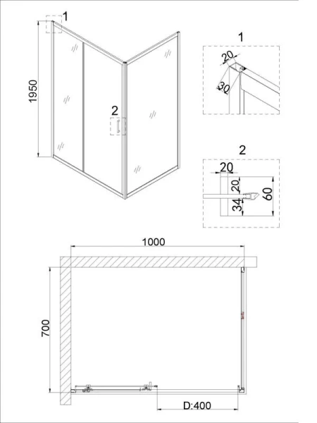 Душевая дверь в нишу Niagara Nova 100 см стекло прозрачное - фото 2