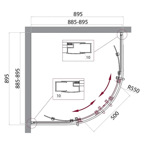 Душевой уголок BelBagno Uno-195 90х90 см стекло шиншилла - фото 2