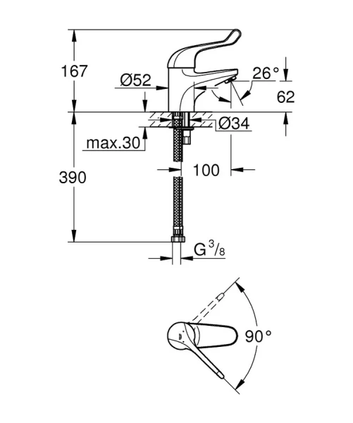 Смеситель для раковины Grohe Euroeco Special 32789000 - фото 2