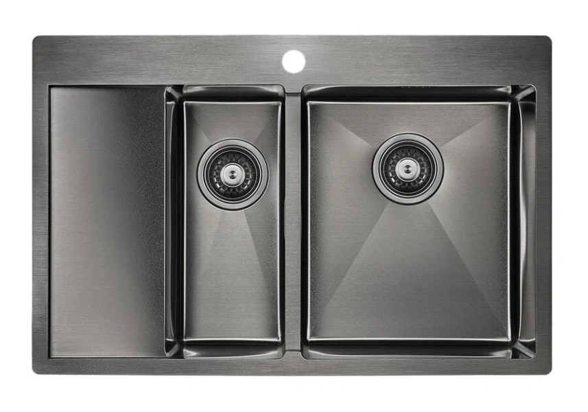 Мойка для кухни Paulmark Liga 78 см вороненая сталь, правосторонняя, прямоугольной формы - фото 4