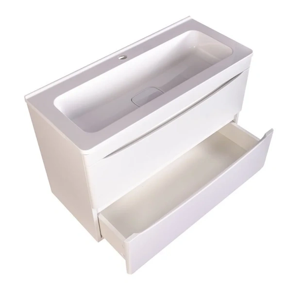 Тумба под раковину подвесная Style Line Бергамо 90 см белая, современная, hi-tech - фото 3