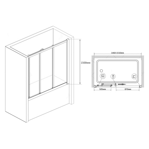 Шторка для ванны, стекло шиншилла, RGW Screens index_1 - фото 4