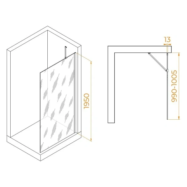 Душевая перегородка RGW Walk In WA-110-B 100 см профиль черный, стекло прозрачное, современные, hi-tech - фото 2