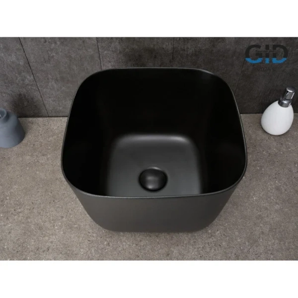 Раковина GID Creativo N9301bg 36 см черный графит, в форме чаши, квадратная - фото 5