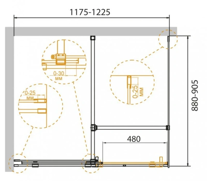 Душевой уголок Cezares Stream 120х90 см прозрачное стекло, профиль хром - фото 2