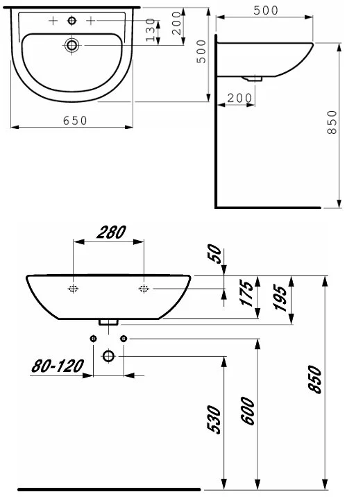 Раковина Laufen Pro 65 см подвесная, с 1 отверстием для смесителя, 65 см - фото 6