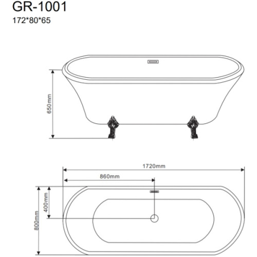 Ванна акриловая Grossman 172x80 см белая - фото 3
