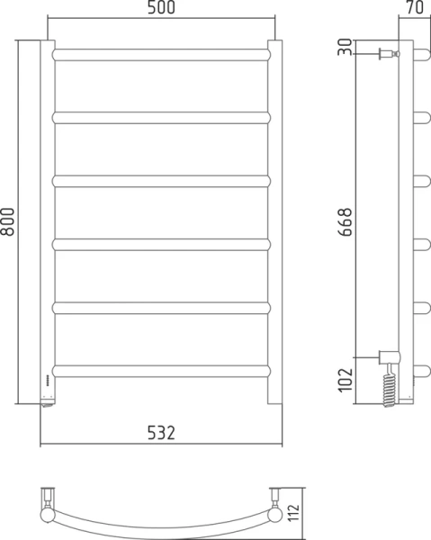 Полотенцесушитель электрический Сунержа Галант 4.0 50х80 см левый черный матовый, современные, hi-tech index_1 - фото 10
