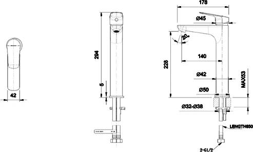 Смеситель для раковины Bravat Rhein черный матовый - фото 2
