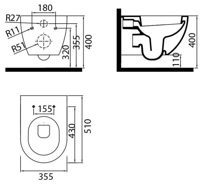 Чаша подвесного унитаза Ravak Uni Chrome Rim, круглой формы - фото 7