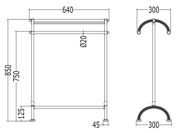 Стойка напольная для ванной, цвет светлое золото, Devon&Devon Single, по запросу - фото 2