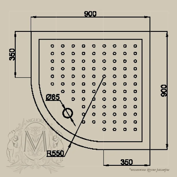 Душевой уголок Migliore Diadema 90х90 см стекло матовое декорированное - фото 3