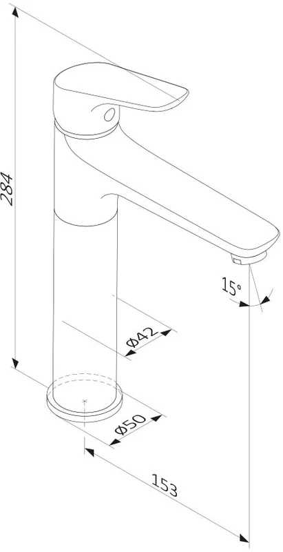 Смеситель для раковины Damixa Origin Bit 770250 высокий, на столешницу - фото 6