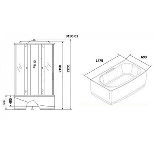 Душевой бокс Niagara NG-3150-01 150x70 см стекло мозаика - фото 2