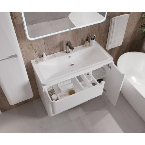 Тумба под раковину напольная Grossman Адель 99,4 см белая, моноблок - фото 5