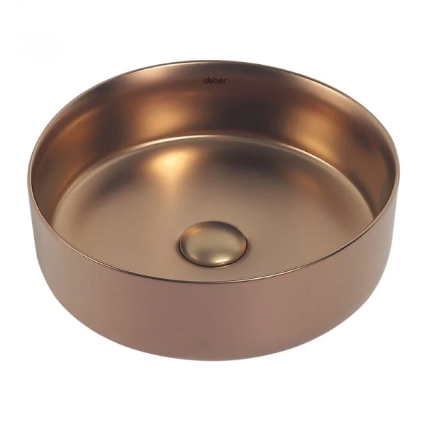 Раковина Abber Bequem 36 см розовое золото матовое - фото 1