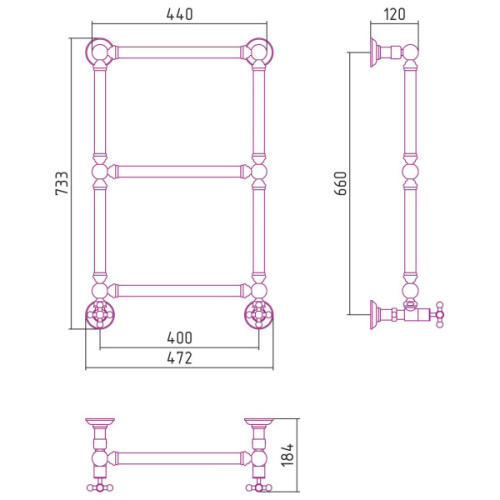 Полотенцесушитель водяной Сунержа Ренессанс 40х66 см золотой шелк - фото 3