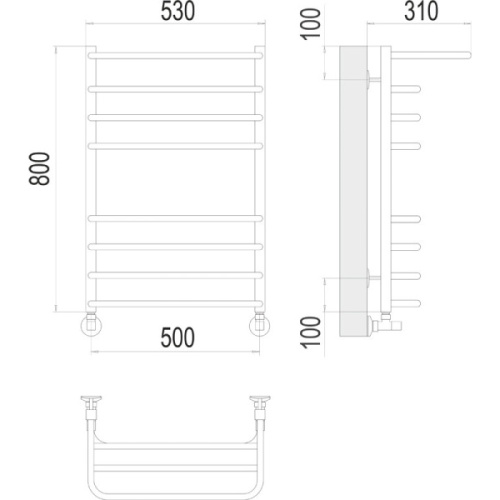 Полотенцесушитель водяной Terminus Арктур П8 500х800 нержавеющая сталь - фото 3