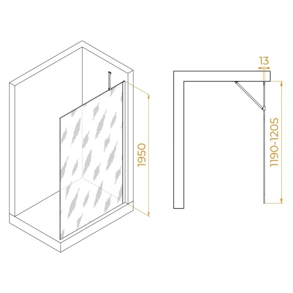 Душевая перегородка RGW Walk In WA-110B 120 см профиль черный, стекло тонированное - фото 2