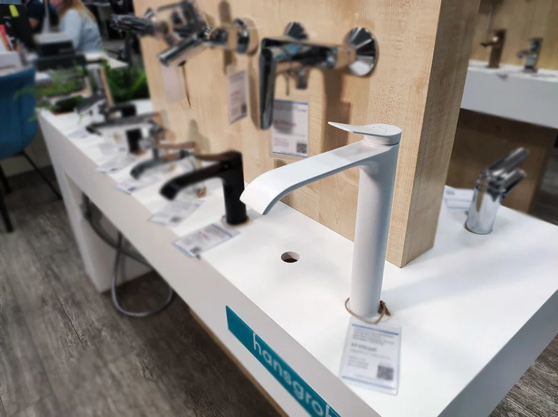 Смеситель для раковины Hansgrohe Vivenis матовый белый, высокие, из латуни, округлая форма, с донным клапаном - фото 5