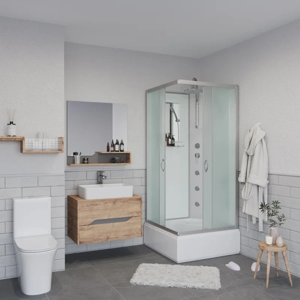 Душевая кабина Niagara Classic 90х90 см стекло матовое, с высоким, глубоким поддоном, глубокий поддон - фото 3