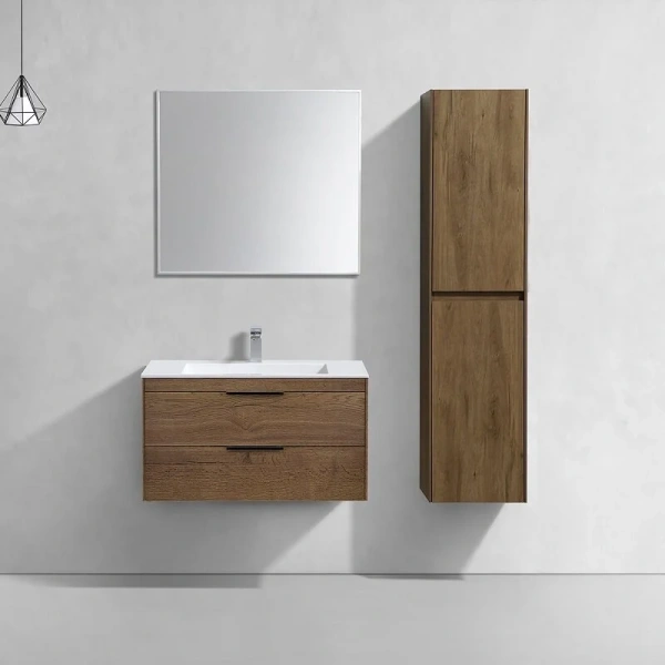 Тумба под раковину подвесная Vincea Chiara 2D 80 см дуб табак, недорогo, комплект (набор) - фото 8