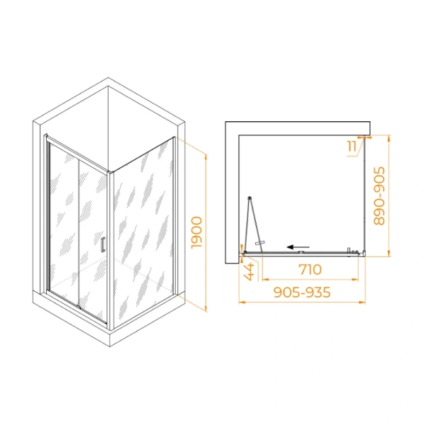 Душевой уголок RGW Passage PA-132 060813299-1 90х90 см складная дверь - фото 2