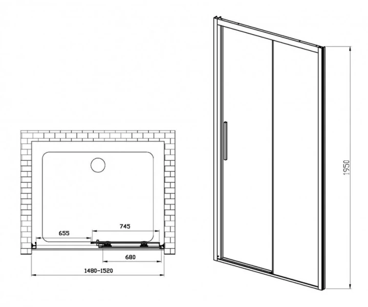 Душевая дверь в нишу Vincea Soft 150 см хром - фото 2