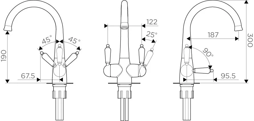 Смеситель для кухни Omoikiri Okinawa 4994 с переключением на питьевую воду - фото 4